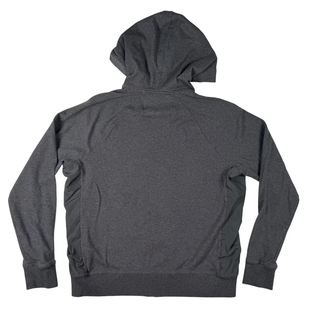 Banana Republic Full Zip Hoodie Mens XL Gray Mixed Media Woven Trim‎ Excellent